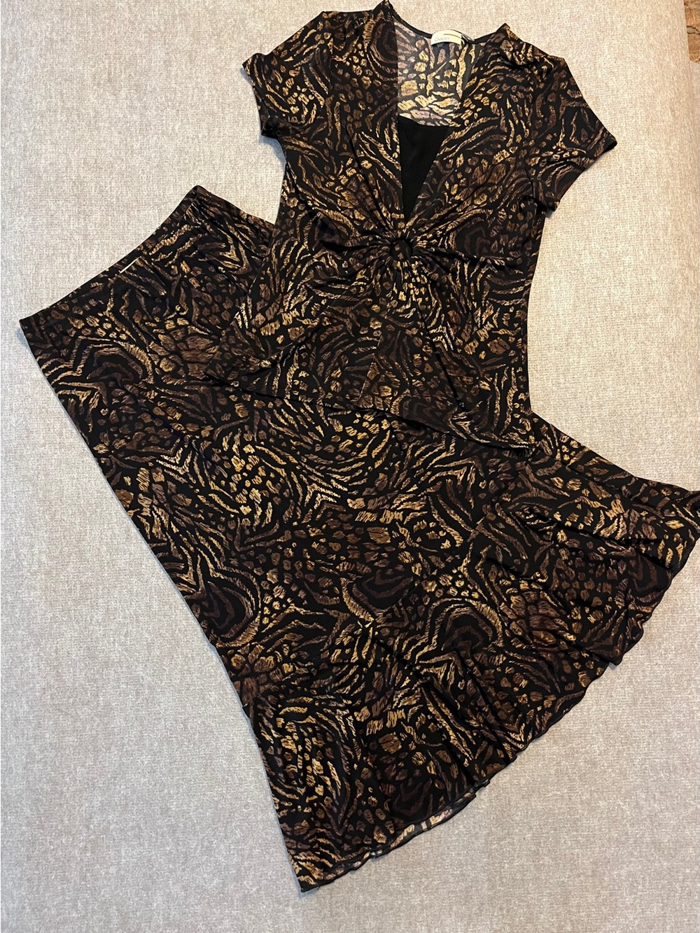 Choices Y2K Animal Print Mesh Skirt Set Size Small